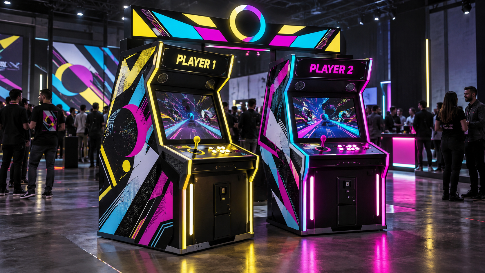 Custom Branded Arcade Cabinets concept visualization by Kick Punch Bite